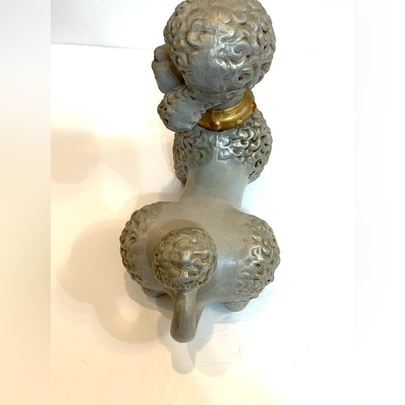 Vintage Atlantic Mold Ceramic Grey Poodle Figurine Statue 1970s Kitsch - Picture 7 of 7